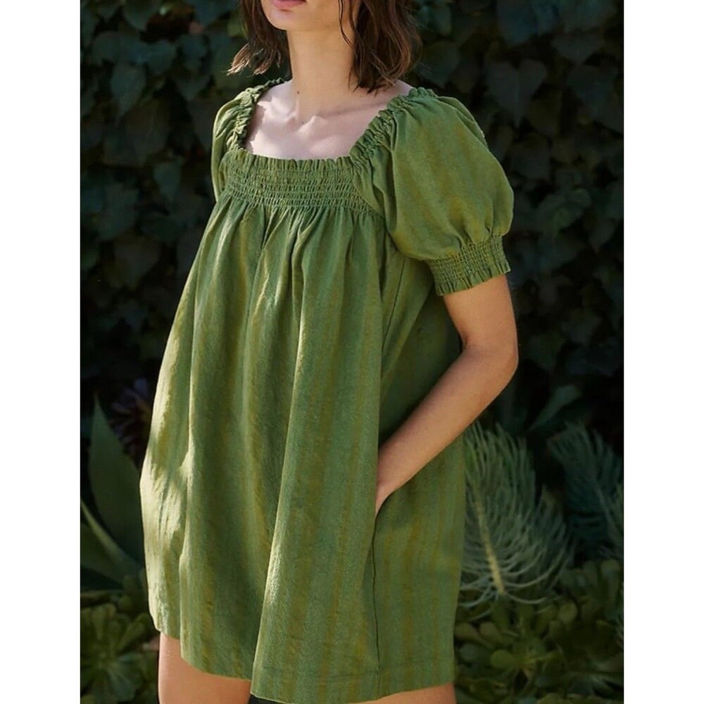 Summer Short Sleeve Dress for Women 2025 Square Neck Casual Dresses